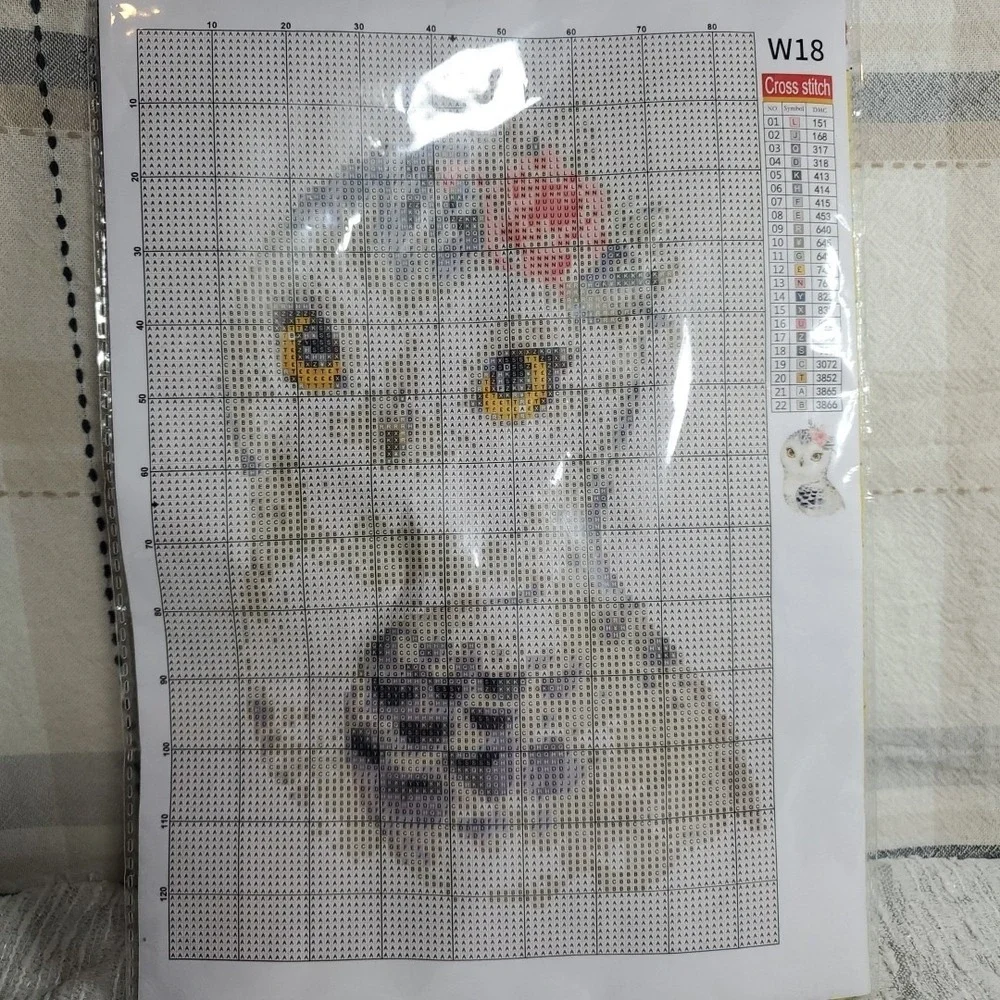 Unbranded Cross Stitch Kit White Owl Floral Needlecraft Embroidery Set